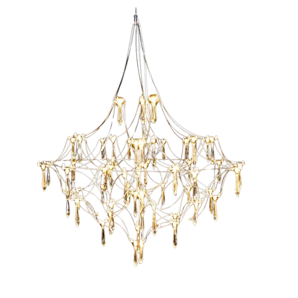 Chrome Hanging Crystal Lamp for Living & Dining Room