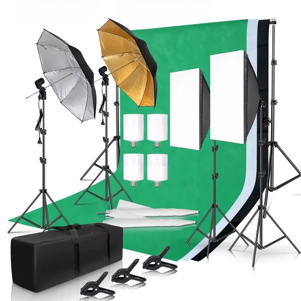 Photo Studio Softbox Light Stand and Backdrop Kit
