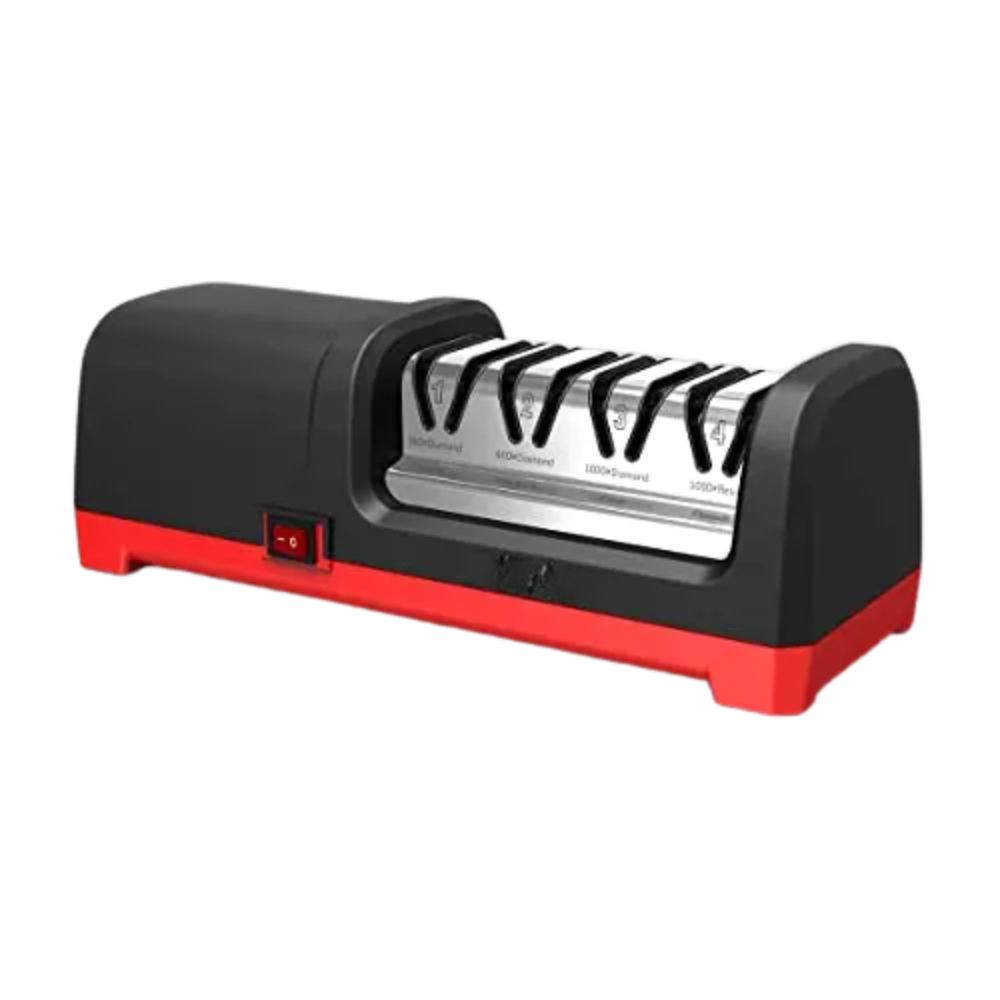 Kitchen Knife Sharpener with Diamond Grinding Wheel and Stainless Steel Finish