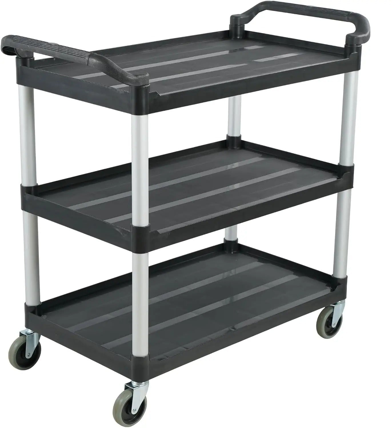 Heavy-Duty Catering Trolley with 3 Spacious Shelves for Restaurant and Kitchen Black