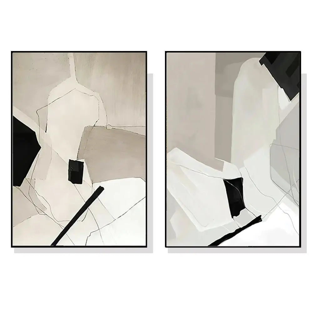 2-Piece Abstract Canvas Wall Art Set with Black Frame