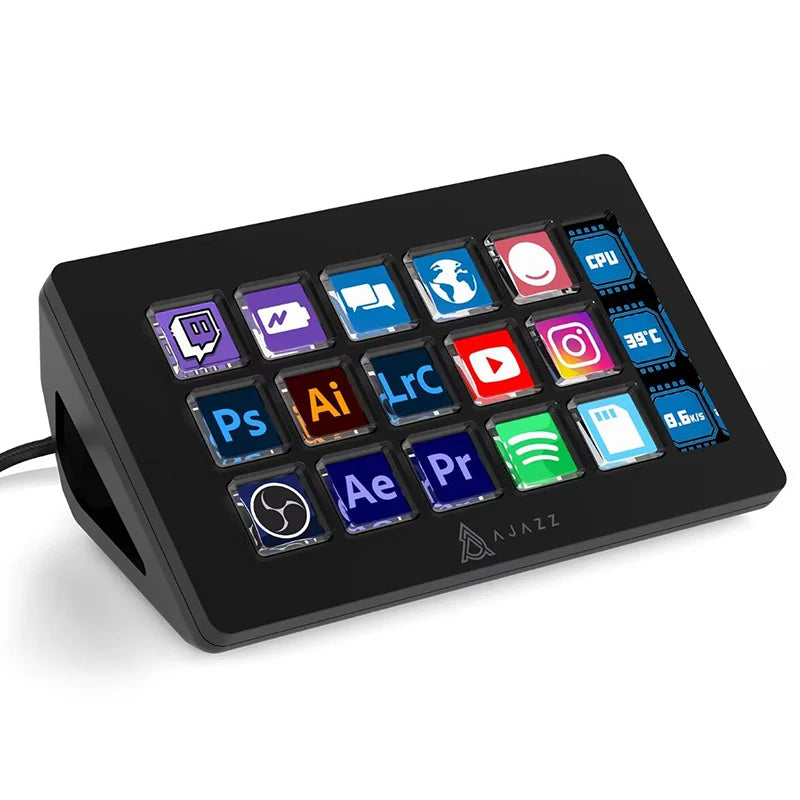Mini Gaming Stream Deck with Versatile Side Controls Black