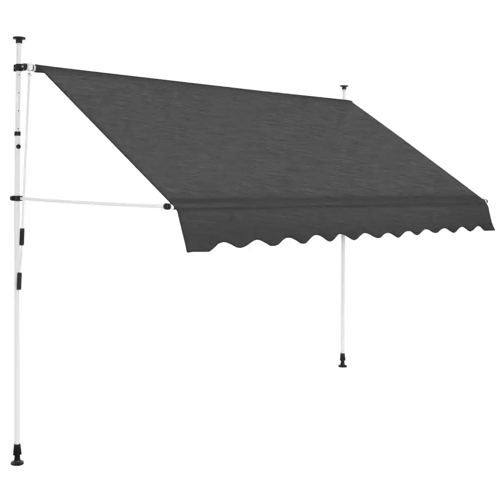Outdoor 250cm Manual Awning – Retractable Shade with Adjustable Angle & Crank Handle