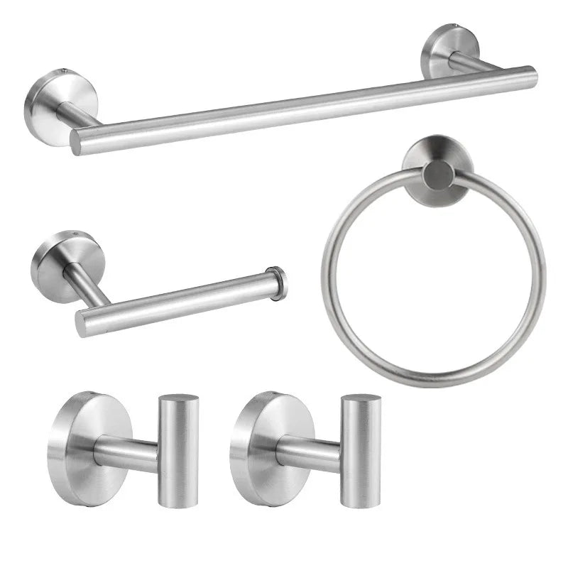 4-Piece Stainless Steel Bathroom Towel Rack Set Silver