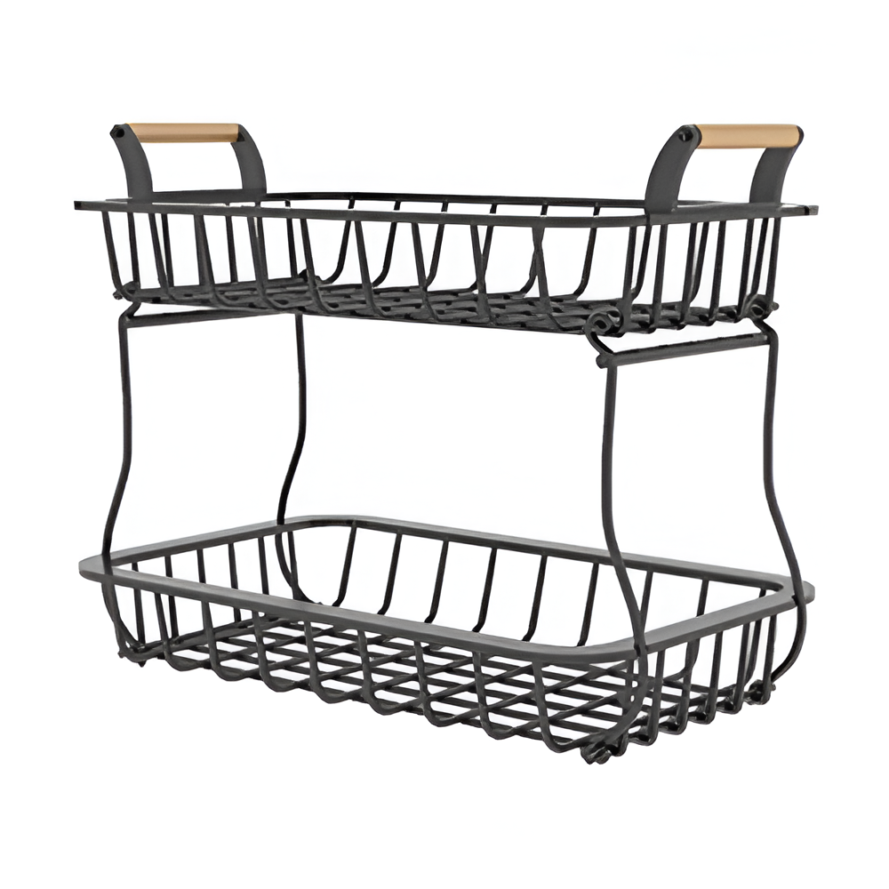 Black Steel Kitchen Storage Rack for Fruit and Veggies