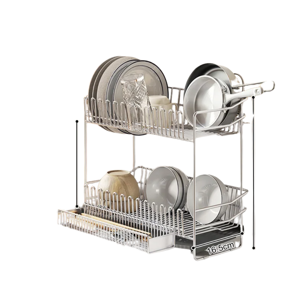 Compact Dish Drying Rack with Tray for Kitchen Counter