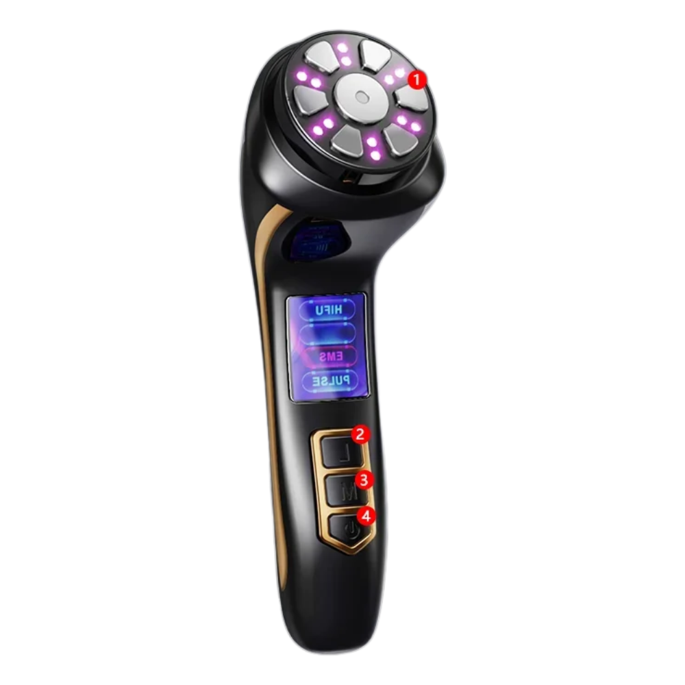 Facial Toning Tool with 4 Modes – HIFU, LED Therapy, EMS & Pulse Heat Technology