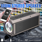 100W Wireless Speaker with Deep Bass, RGB Light Show, and TWS Stereo Pairing