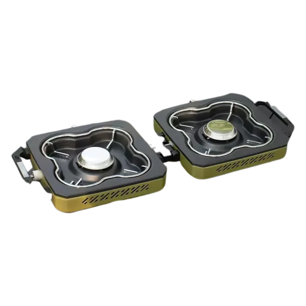 Folding Stainless Steel Double Burner Outdoor Gas Stove