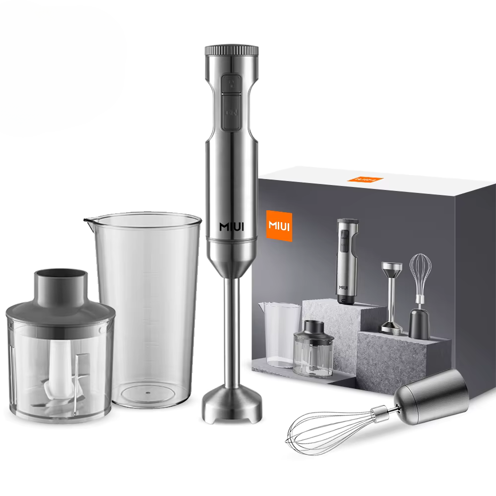 1000W 4-in-1 Immersion Blender Silver Gray Hand Mixer with Beaker, Chopper & Whisk AU Plug