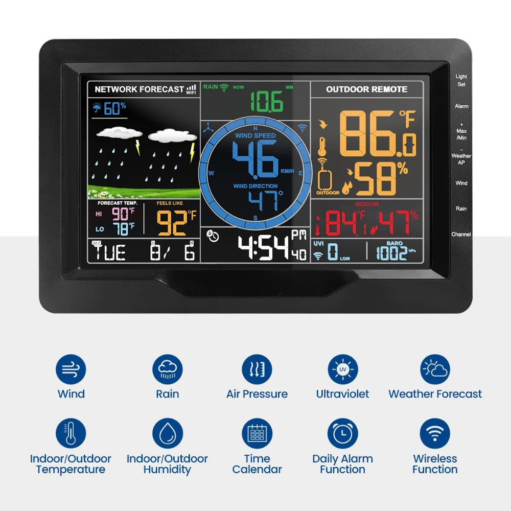 8-in-1 Multifunction Weather Station with Outdoor Sensor
