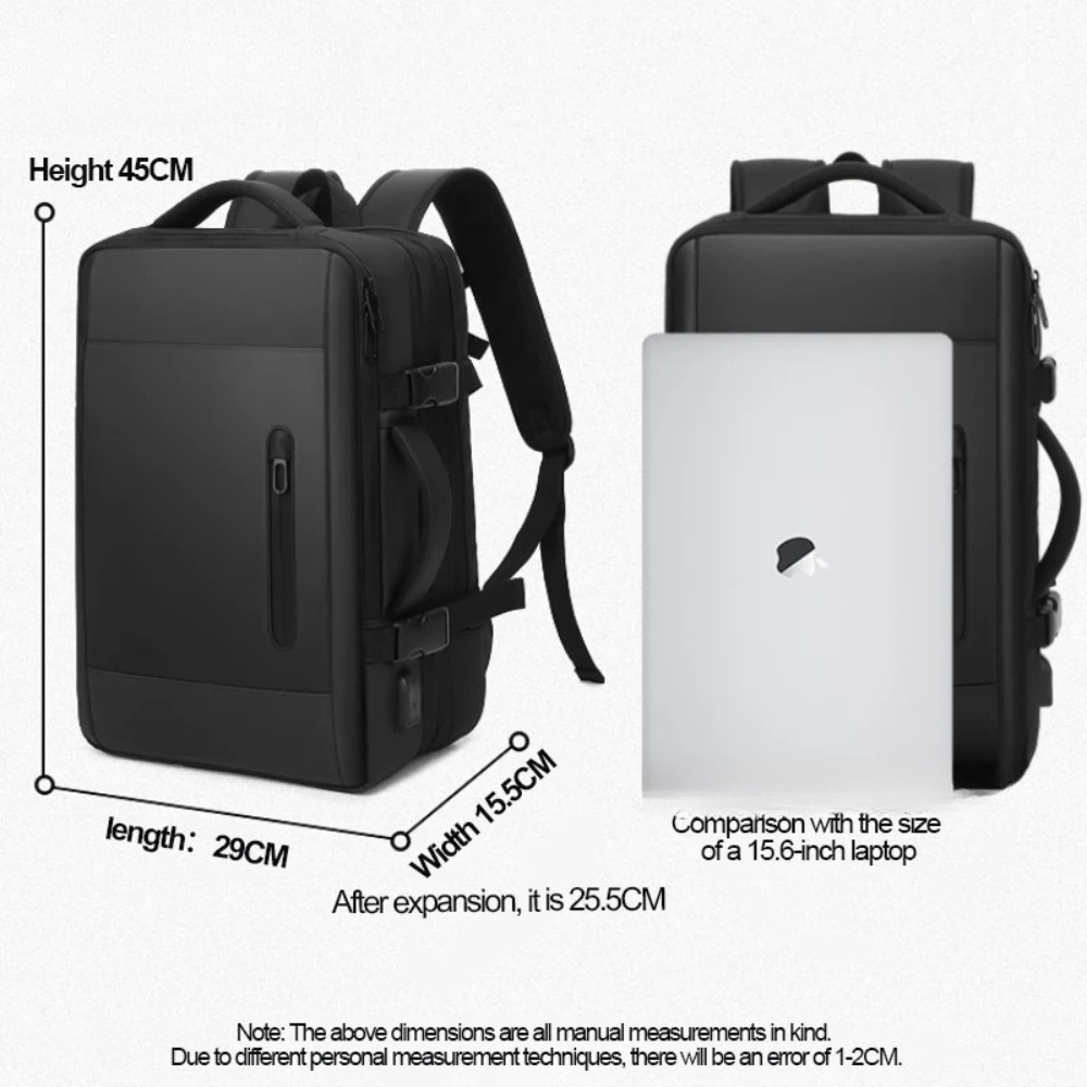 Expandable Business Travel Backpack for Laptop & Essentials