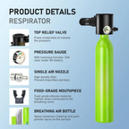 0.5L Portable Scuba Tank Green with Pressure Gauge Adapter