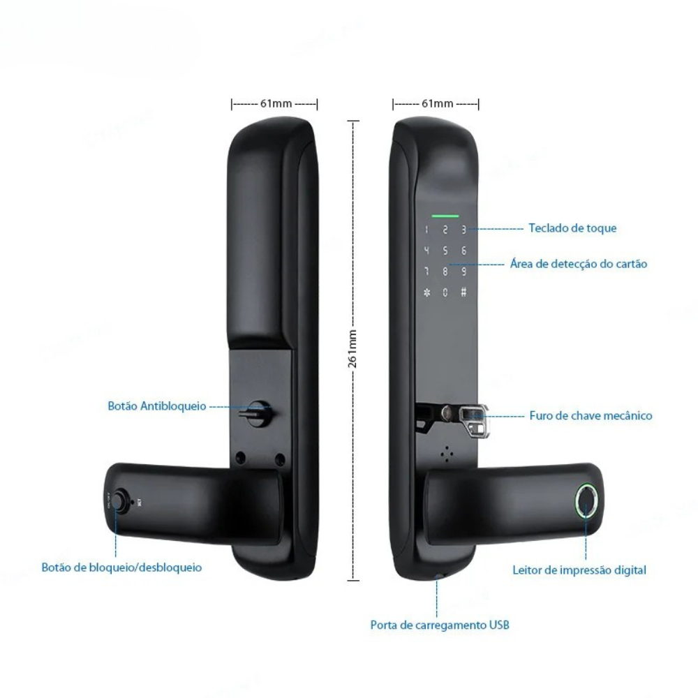 Electronic Smart Door Lock with Fingerprint, Card, Password & App Control
