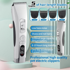 Rechargeable Dog Grooming Trimmer with LCD, Adjustable Cutter Head & USB Charging