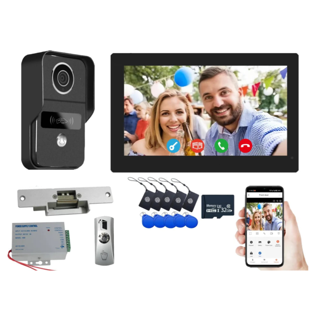 10" Smart Wi-Fi Video Doorbell Intercom with HD Camera, RFID Access & Touchscreen Monitor