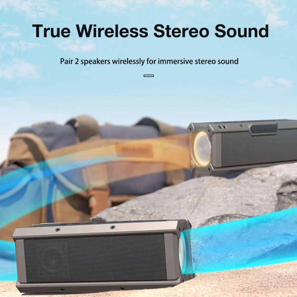 100W Wireless Speaker with Deep Bass, RGB Light Show, and TWS Stereo Pairing