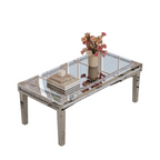120cm Rectangular Mirrored Coffee Table with Crystal Inlay – Silver Accent Centrepiece