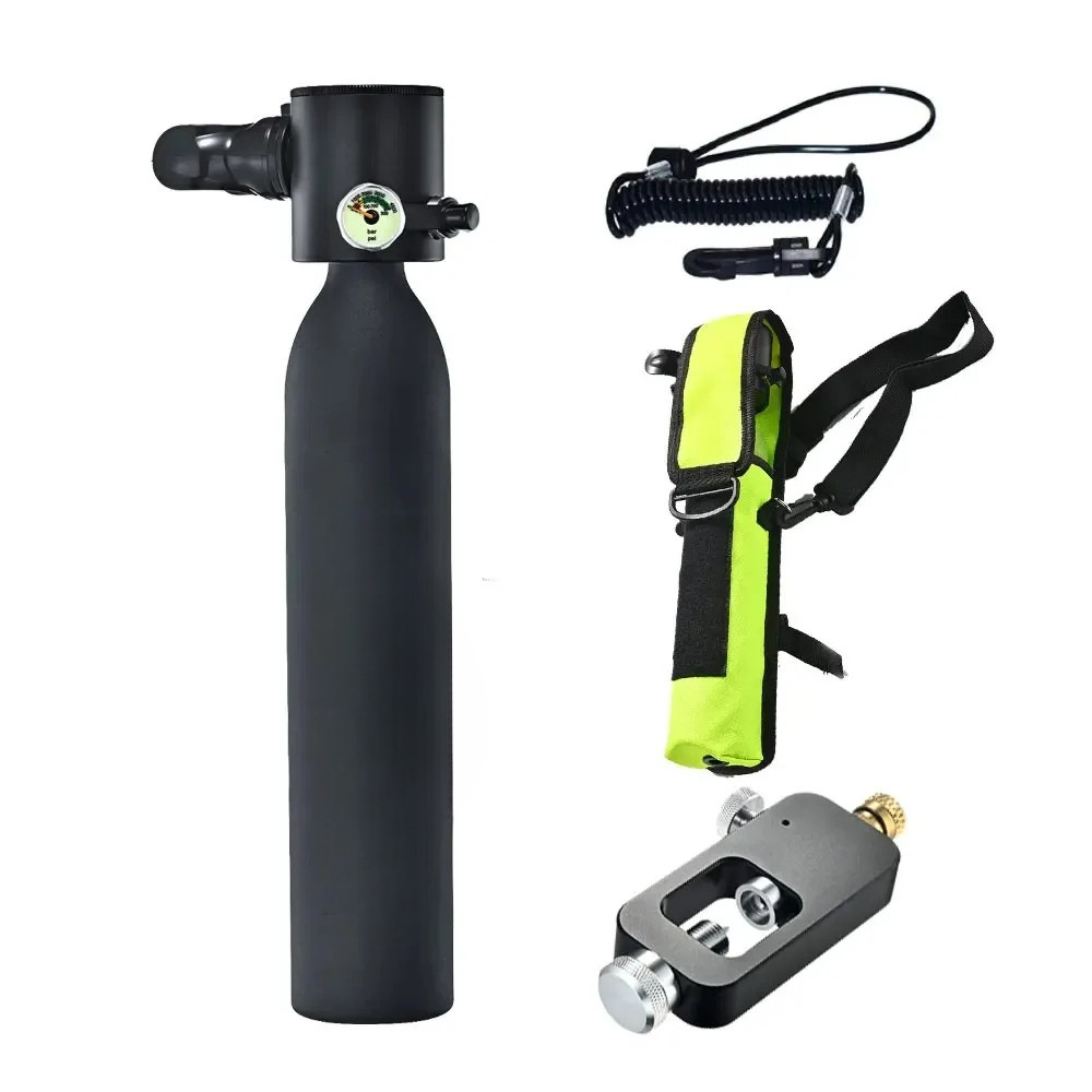 0.5L Portable Scuba Tank Green with Pressure Gauge Adapter