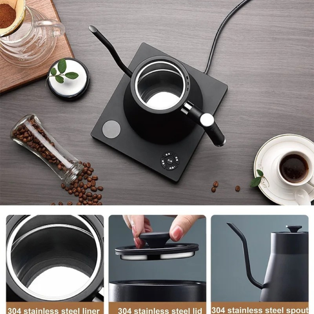 1L Electric Gooseneck Kettle with Temperature Control and Digital Display