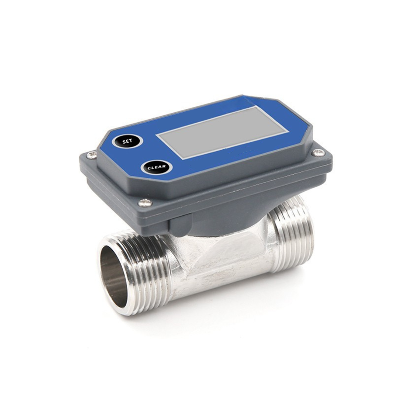 Rechargeable Digital Water Flow Meter 3/4 Inch Stainless Steel for Irrigation