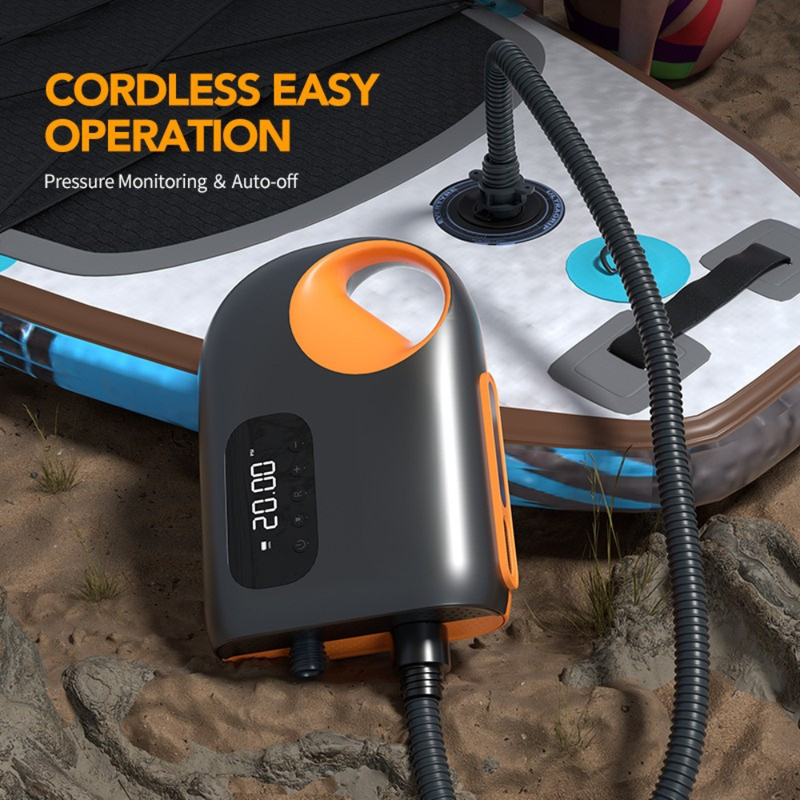 Portable 12V Air Pump with Digital Pressure Gauge, 20 PSI for SUP Boards and Inflatables