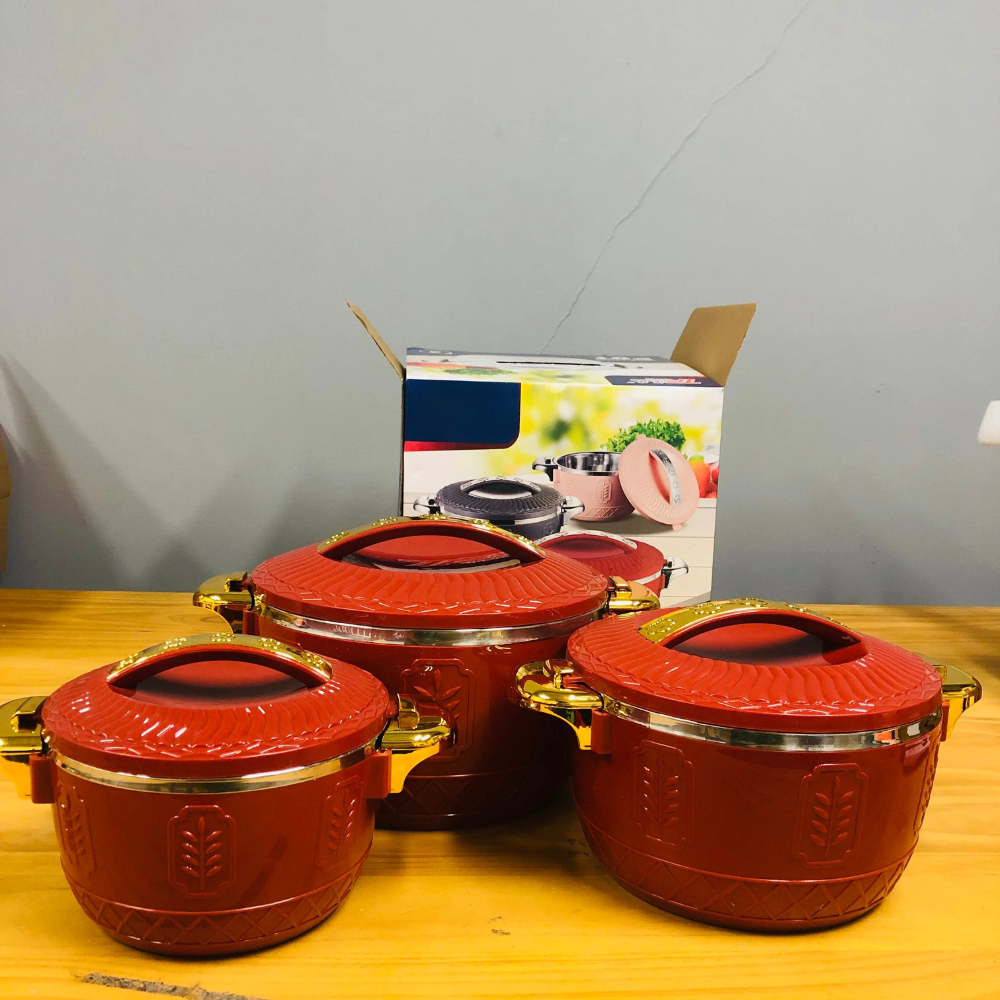Thermal Food Warmer Set 3-Piece 2.5L/4.5L/6.5L Insulated Containers for Parties or Home Meals