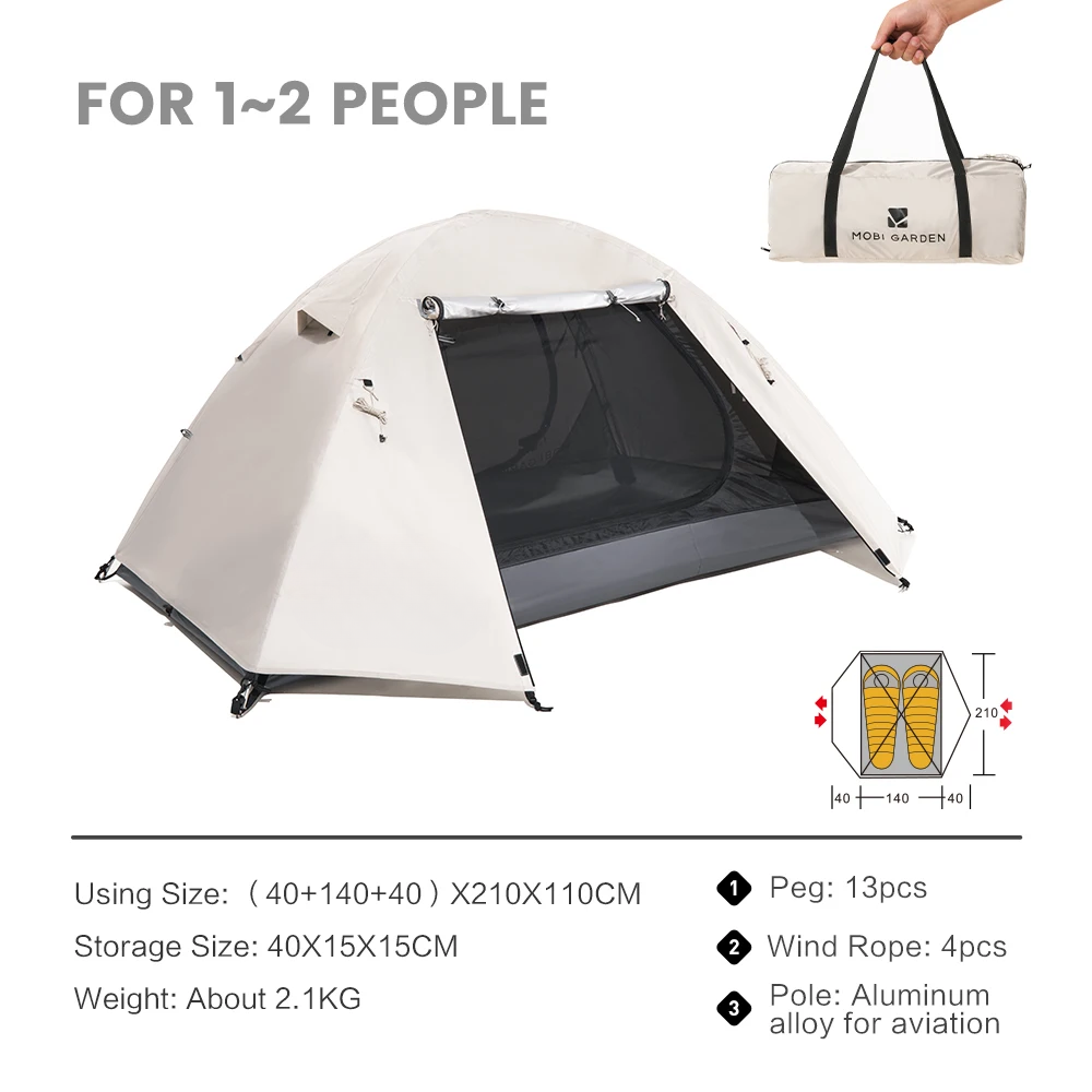 1-2 Person Waterproof Camping Tent with Sun Protection and Easy Setup