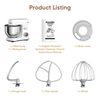 1200W White Stand Mixer with OLED Touch Display