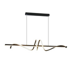 Minimalist 100cm Dimmable LED Pendant Light – Black Wave Design for Kitchen, Dining, or Bar