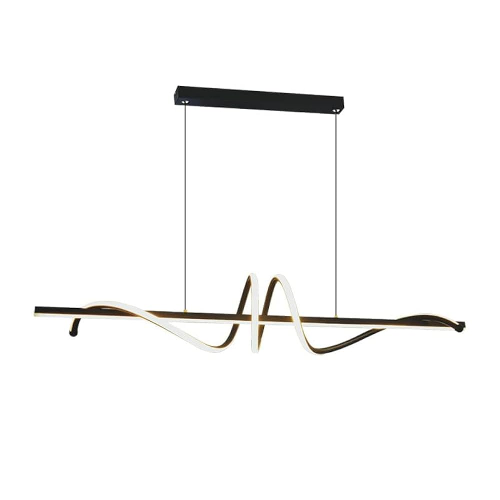 Minimalist 100cm Dimmable LED Pendant Light – Black Wave Design for Kitchen, Dining, or Bar