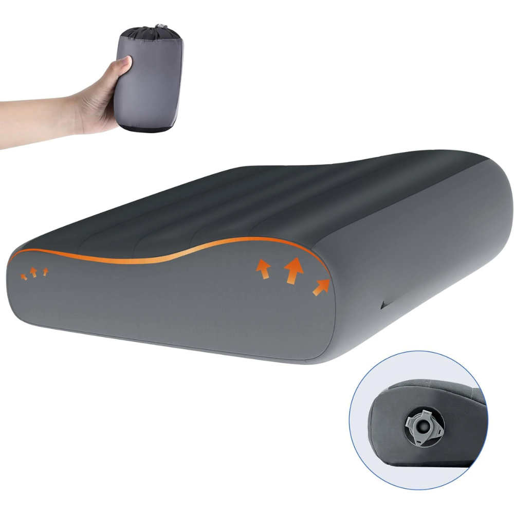 Ergonomic Inflatable Pillow for Camping, Travel and Home Use