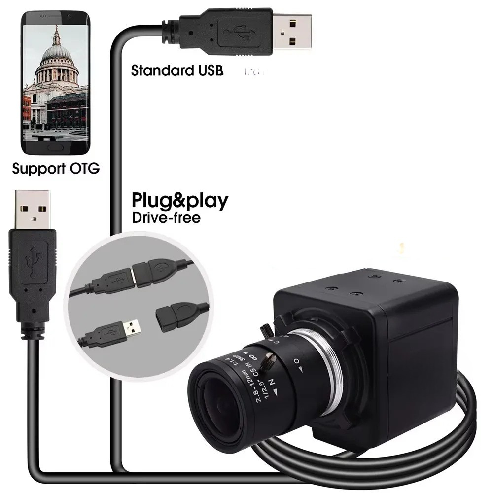 1080p USB Zoom Webcam with Varifocal Lens, 30fps 5-50mm lens