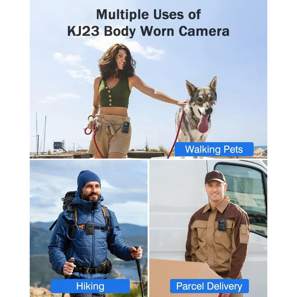 1296P Body Camera with Night Vision, 14H Battery, 128GB, Car Mount