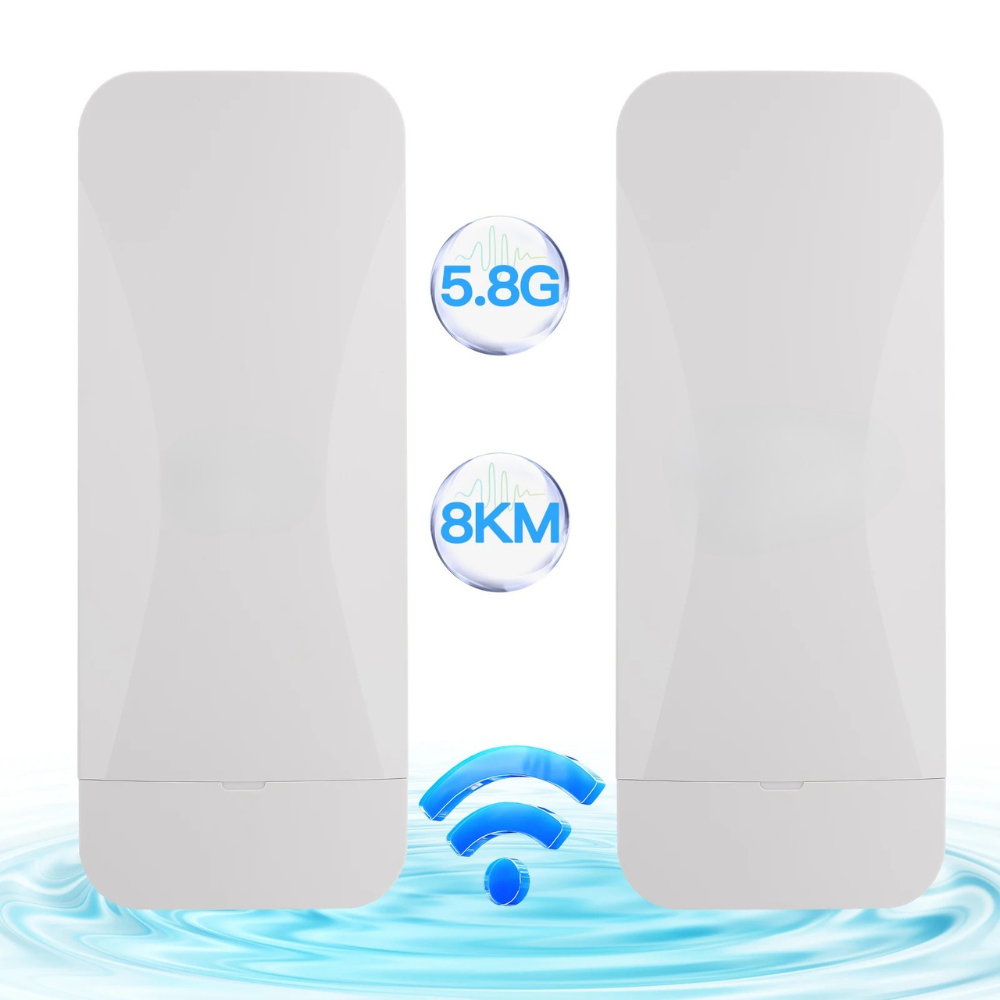 Dual LAN 5.8GHz Long Range Wireless Bridge IP65 Outdoor WiFi CPE with One-Click Pairing