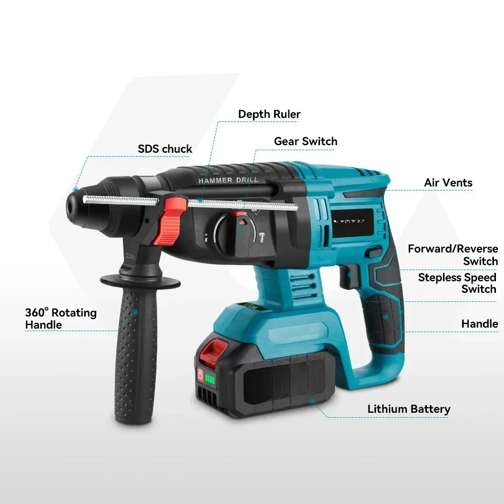 Cordless Rotary Hammer Drill for Home DIY Projects