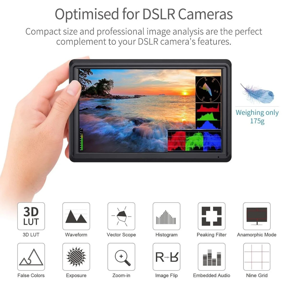 1080p IPS On-Camera Display with 4K Loop Output