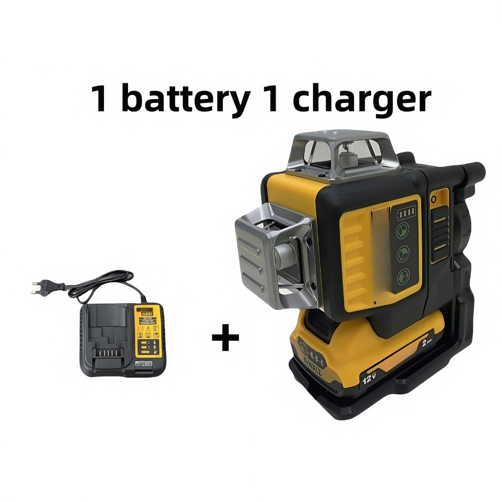 Rechargeable 360° Green Laser Level 12-Line with Battery, Charger & Carry Case