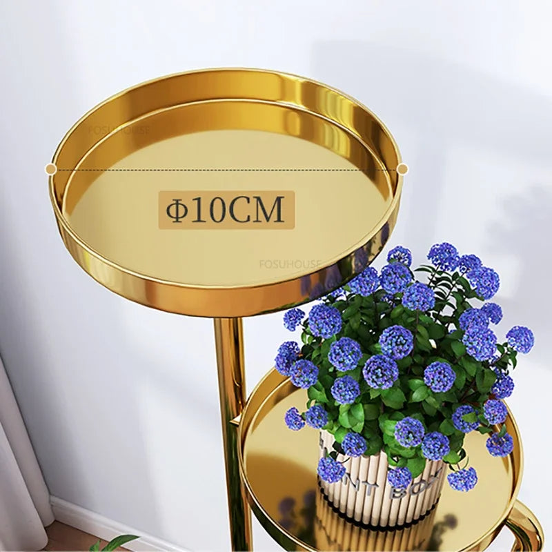 Floor-Standing Iron Plant Shelf 111cm White Display Rack