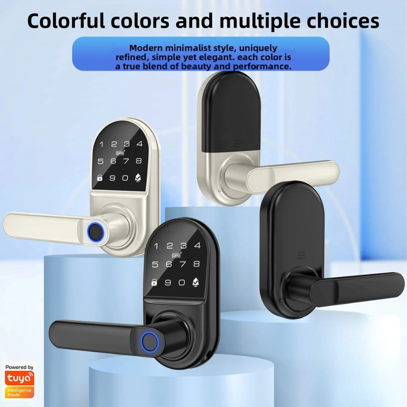 Digital Door Handle Lock with Fingerprint Reader, PIN Code and NFC Card Access