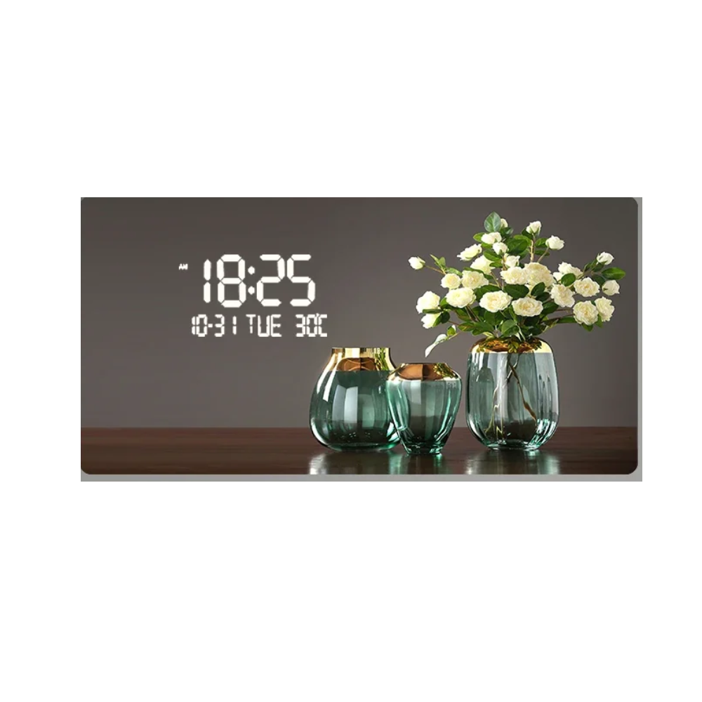 Modern Geometric Wall Clock with Digital Display for Living Room Decor