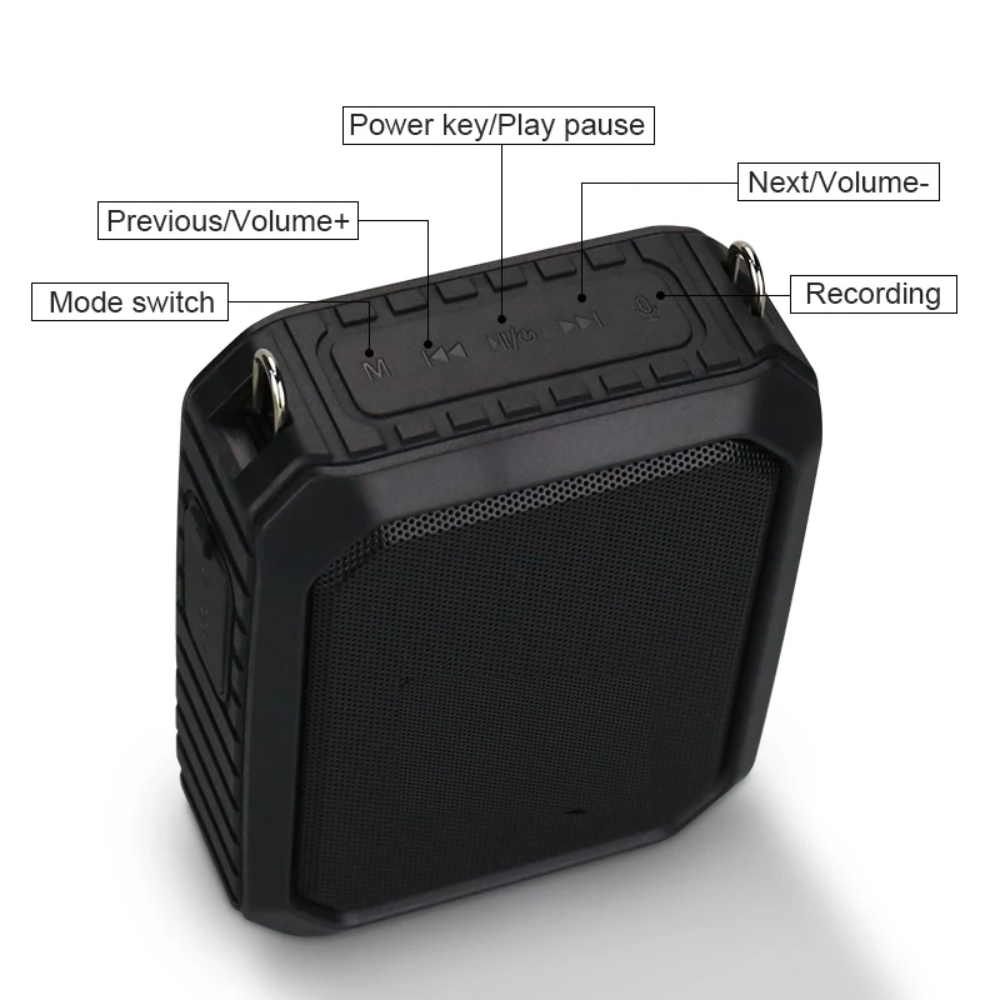 18W Waterproof Bluetooth Voice Amplifier with Wireless Mic and Power Bank Function
