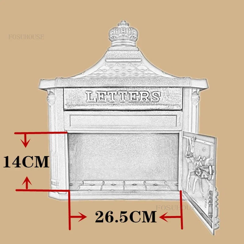 Retro Lockable Mailbox for Villa or Home Black