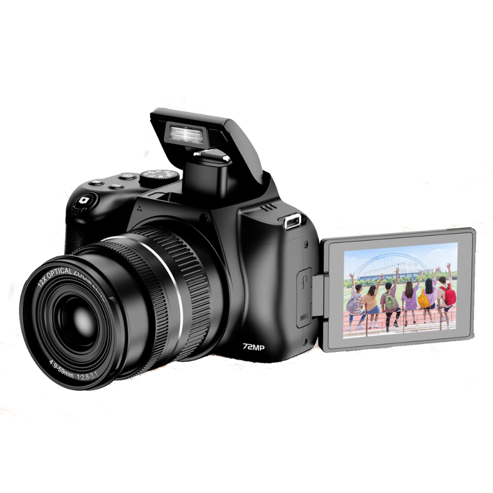 12X Optical Zoom 4K Vlogging Camera with Auto Focus 128GB SD Card