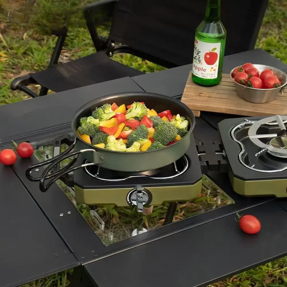 Folding Stainless Steel Double Burner Outdoor Gas Stove