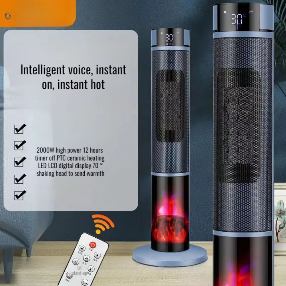 800W Vertical Electric Heating Unit Smart Voice-Controlled Warmer for Home Use