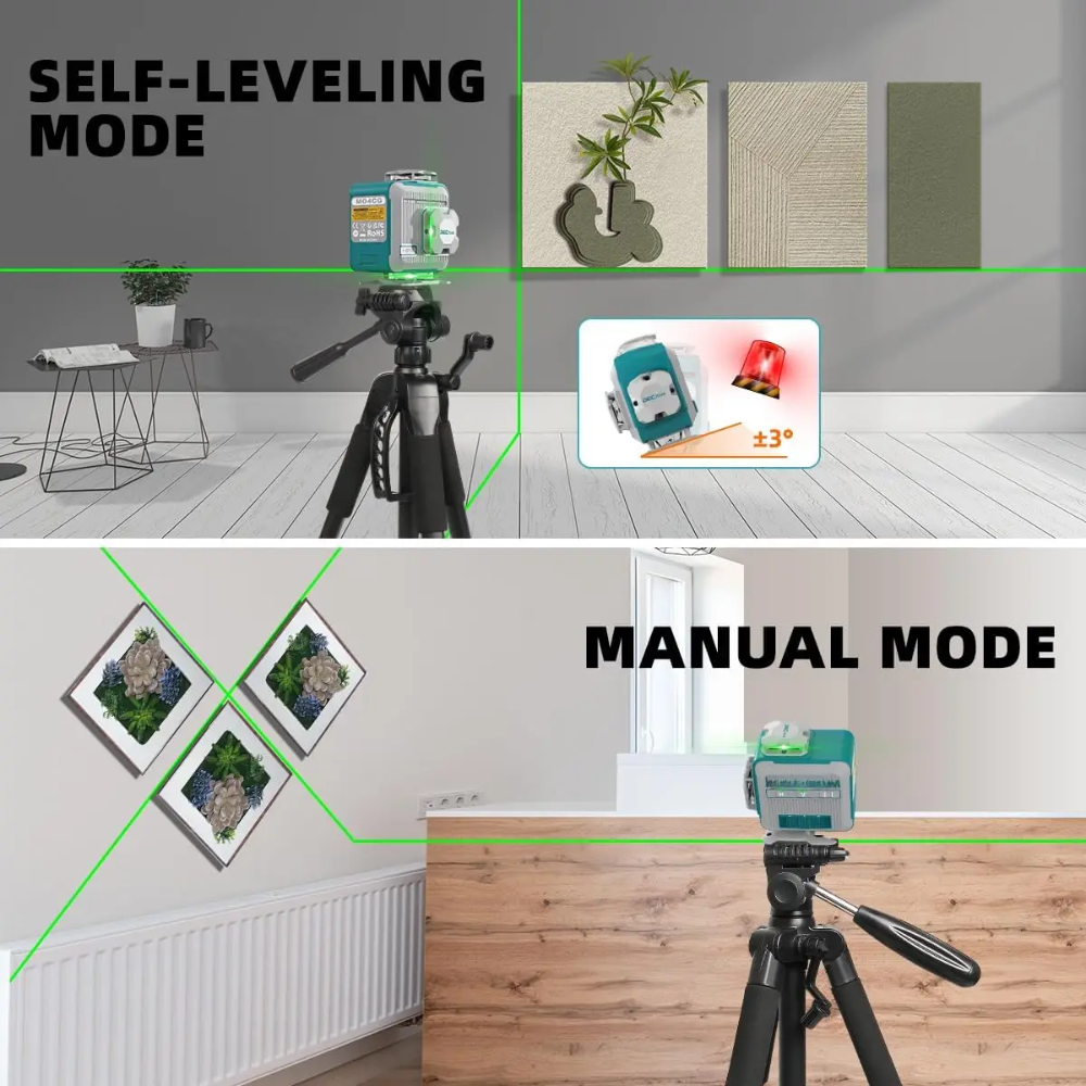 16-Line 4D Green Cross Laser Level for Tiling, Floor, and Wall Alignment