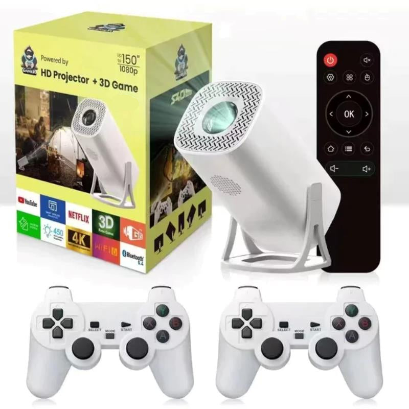 Compact Home Theater Projector with 150 Lumen Display Android 11 Wireless Streaming Support White