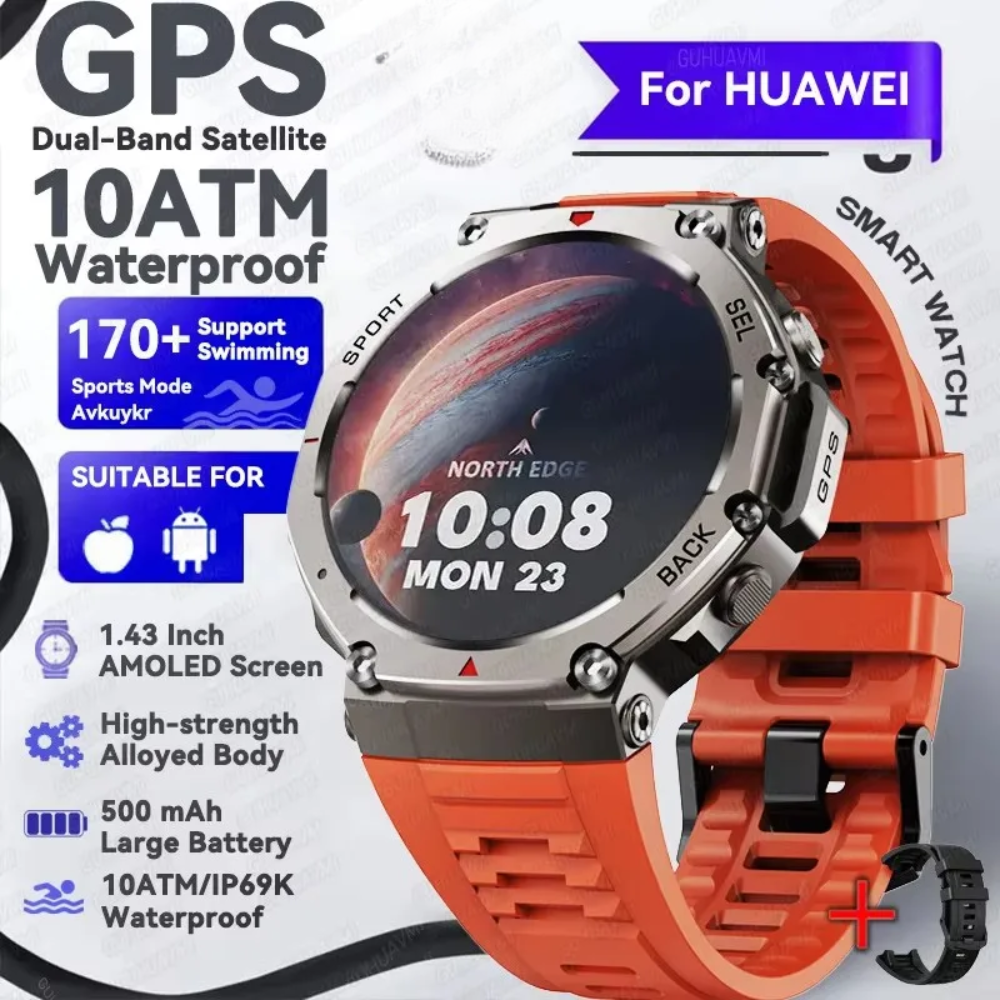 Outdoor Smartwatch with Heart Rate Monitor, AMOLED Screen and Long Battery Life