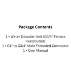 Salt-Free Whole Home Water Descaler with G3/4" Connectors for Limescale Prevention